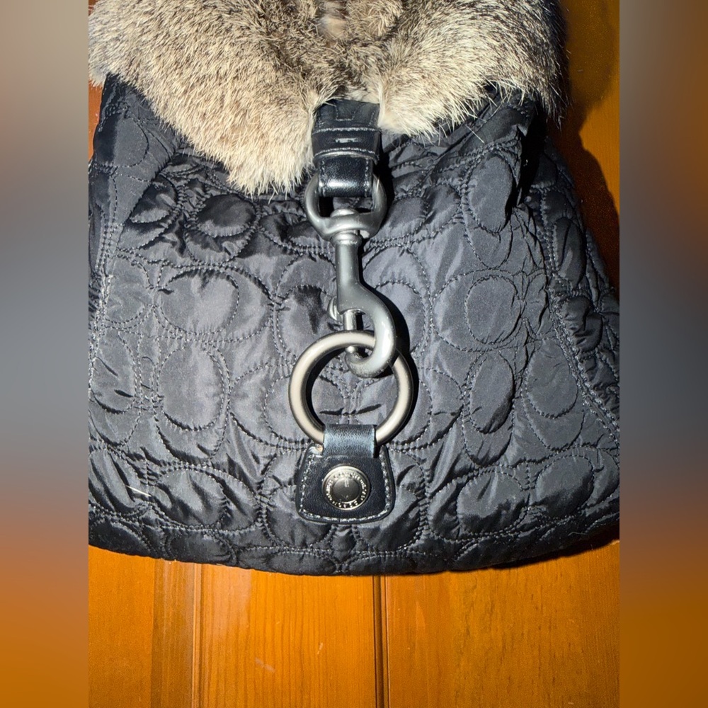 Vintage Coach Soho Quilted Rabbit Fur Hobo Y2K - Picture 6 of 15